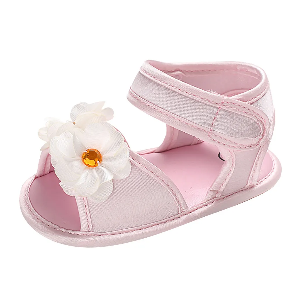 Сандалии для девочек летние босоножки на мягкой подошве с цветочной аппликацией