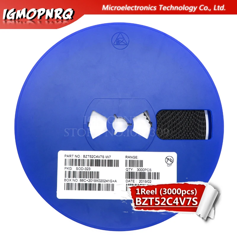 

1 катушка 3000 шт стабилитрон BZT52C4V7 BZT52C SOD-323/123 W7