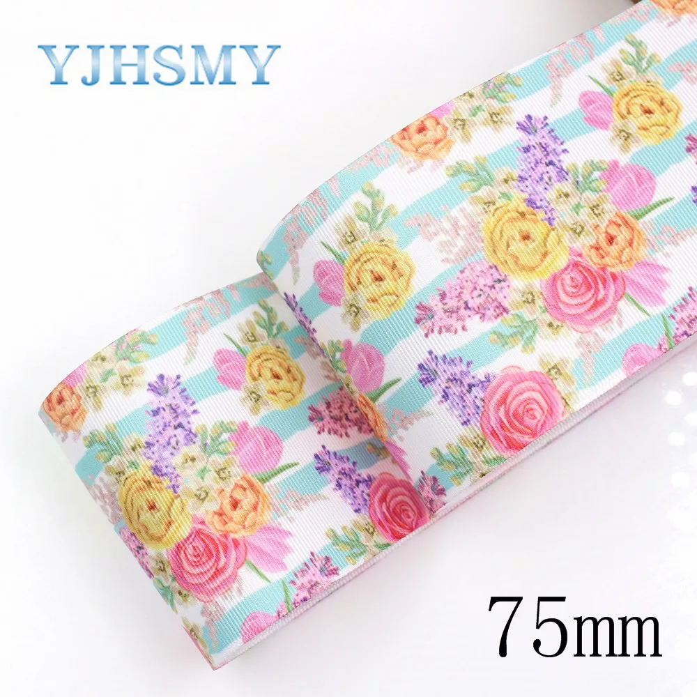 YJHSMY G 18925 1178 25/38/75 мм 10 ярдов весенние ленты с цветами термопечать grosgrain Подарочная
