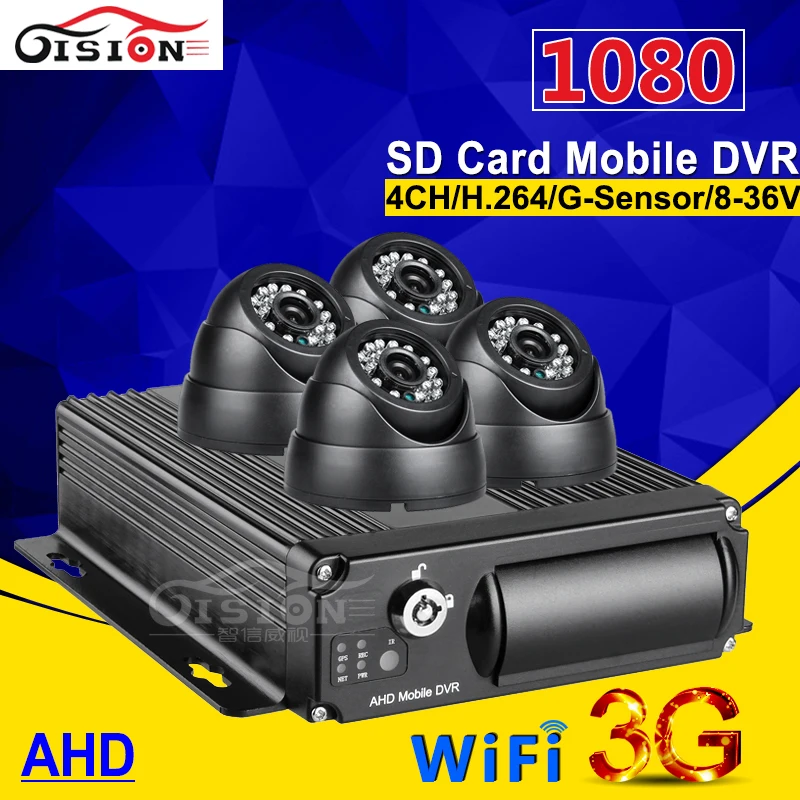 GISION автомобильный AHD Мобильный DVR с 3G GPS WIFI Функция 4CH SD карта MDVT наборы для