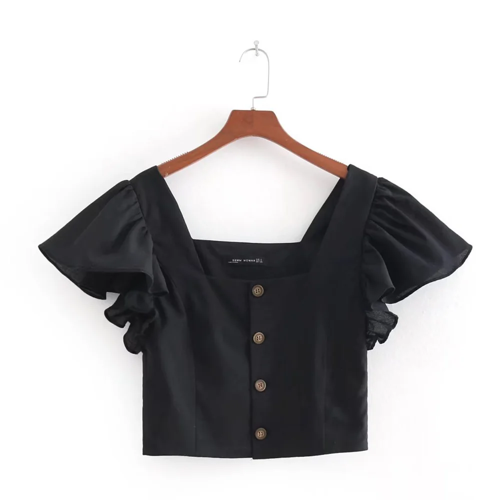 LTD1198054 Новые однотонные льняные хлопковые футболки женские короткие топы базовые
