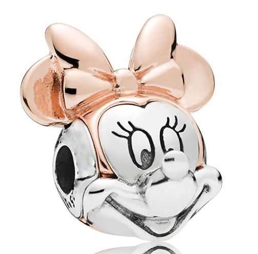 20-Minnie Подходят к оригинальному браслету Pandora, серебряные бусины, рождественские и любовные ажурные подвески для женщин, сделай сам, изготовление ювелирных изделий - Окраска металла: 20-Minnie