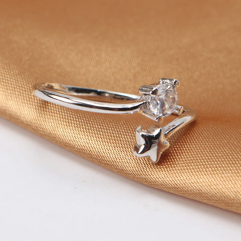 Дизайнерский милый циркон Звезда открытый манжетный регулируемый палец кольца