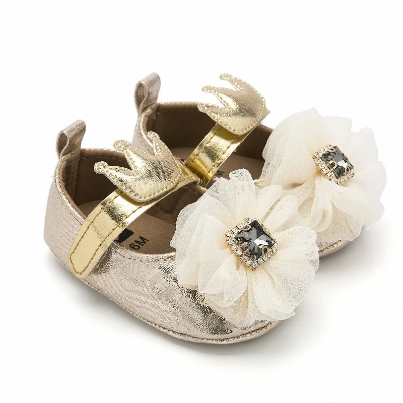 Мокасины из ПУ кожи для девочек милые туфли с цветочным рисунком кристаллами на