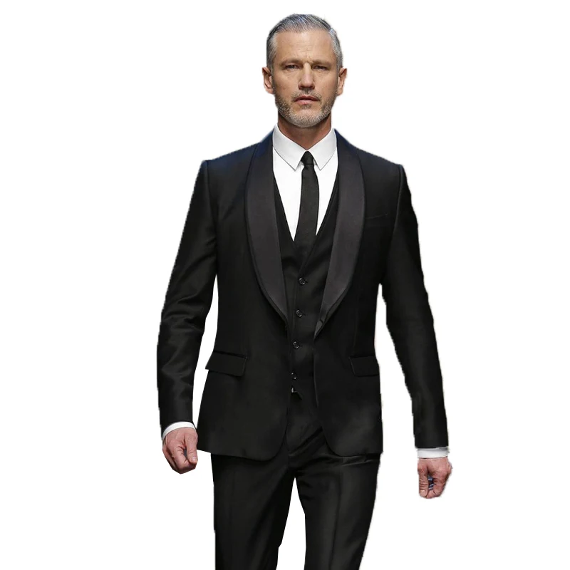 Новые простые линии черного цвета комплект одежды из 3 предметов мужские костюмы