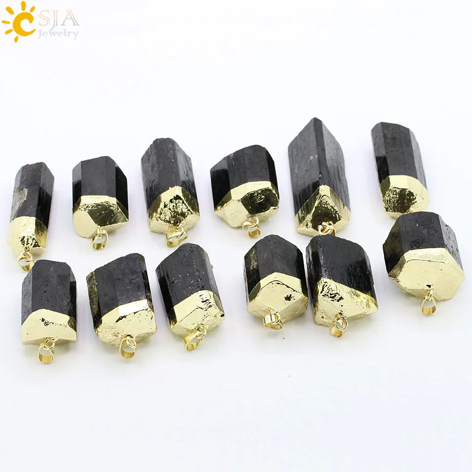 CSJA 1 шт. натуральный черный турмалин руда драгоценный камень лечебный бусины