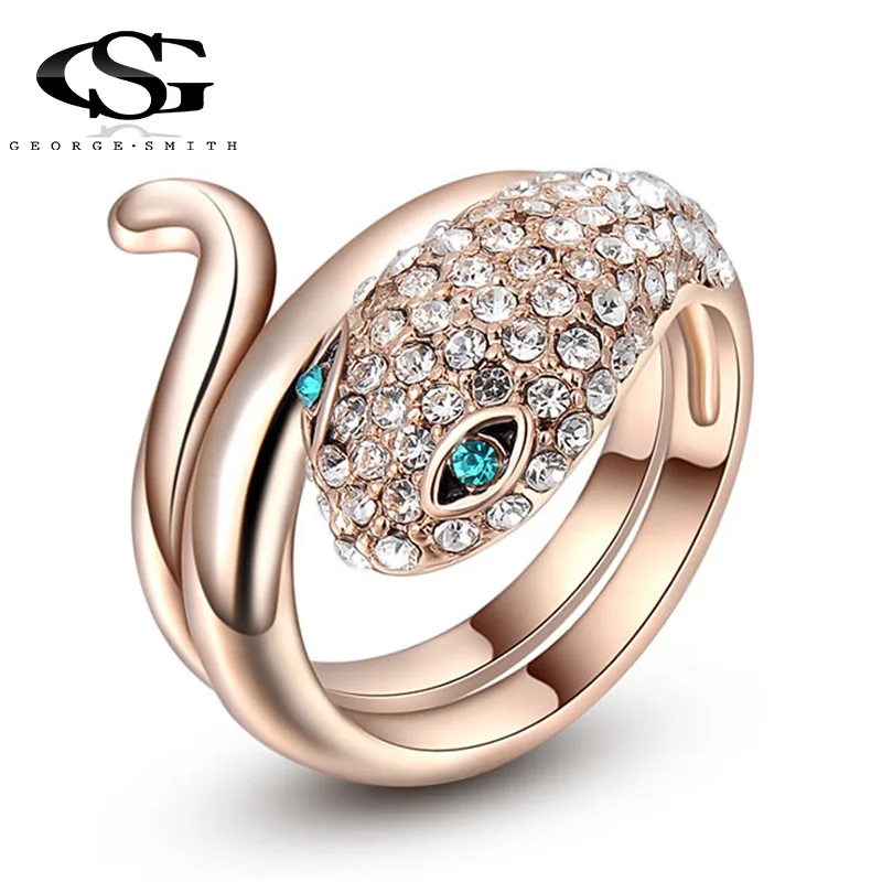 GS оптовая продажа модные кольца в виде змейки для женщин розовое золото цвет