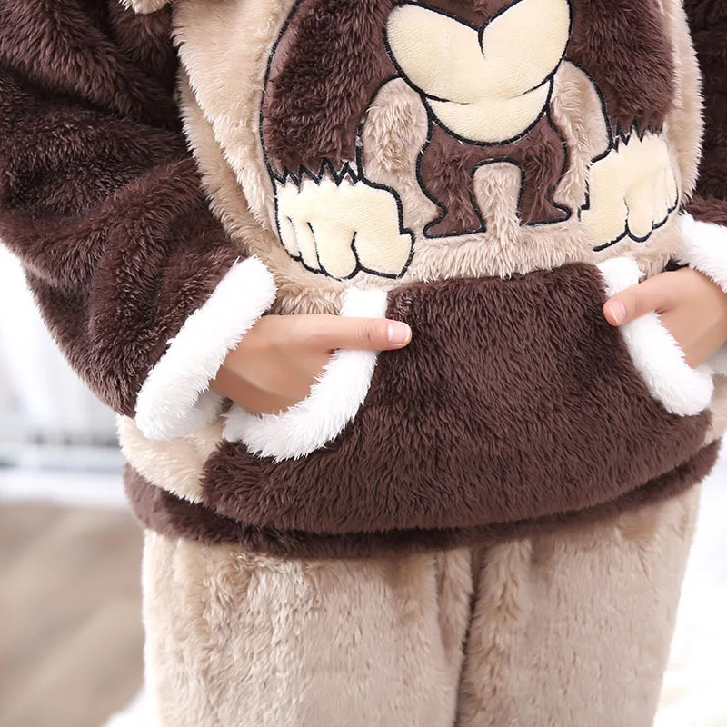 Зимний мужской пижамный комплект унисекс с 3D капюшоном мягкая теплая Домашняя