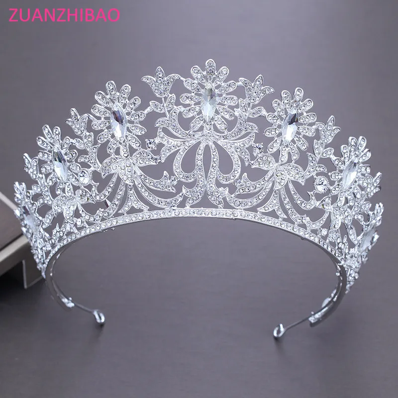 ZUANZHIBAO New 2019 Luxury Big Baroque Tiara Bridal Crown Charm Women Wedding Hair Accessories Royal Crystal Tiaras And Crowns | Украшения