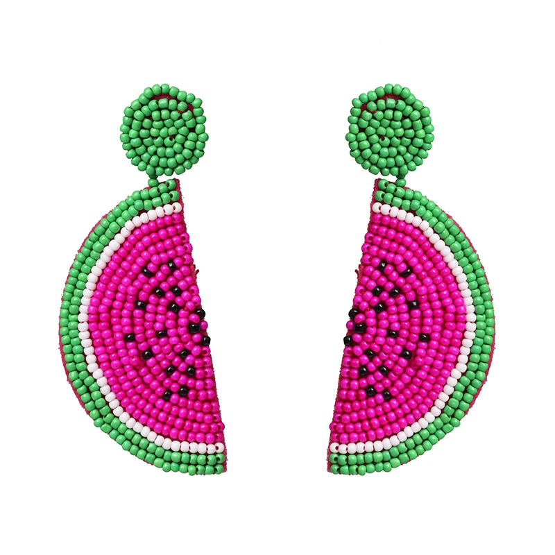 Новые трендовые Boho фруктовые круглые висячие серьги-подвески ручной работы серьга в виде арбуза женские свадебные подарки ювелирные изделия