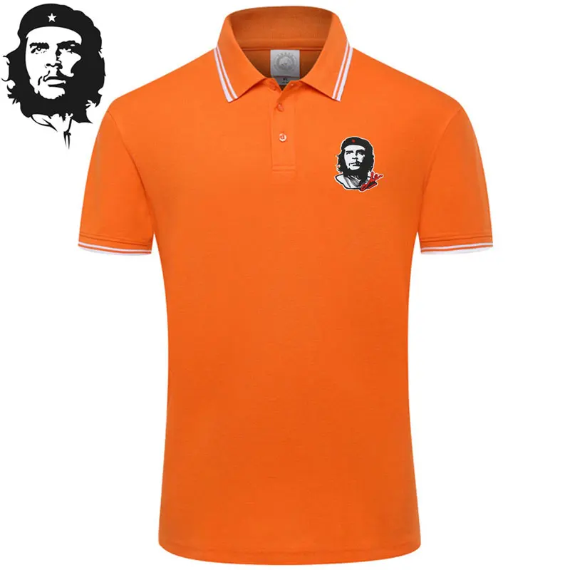 Orange Новое поступление Che Guevara мужские повседневные рубашки поло с вышивкой Английский стиль мужская хлопковая рубашка-поло с коротким рукавом большой размер XXXL - Цвет: Orange