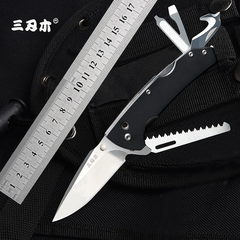 

Многофункциональные стальные складные ножи Sanrenmu 7106 12C2 7, практичные инструменты, многофункциональная отвертка + открывалка + резак для кана...