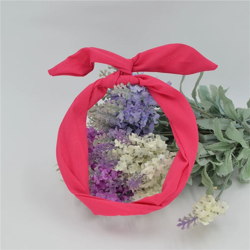 Одна штука бесплатной доставки женский Очаровательный однотонный кролик кролика ушей лента металлический провод оголовье шарф волос головной бандаж бант на.