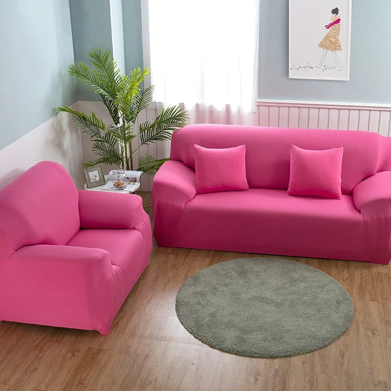 Blue/Pink/red/black/purple Color Solid Sofa Cover Spandex Modern Elastic Polyester Couch Slipcover Chair Furniture Protector - Цвет: 9