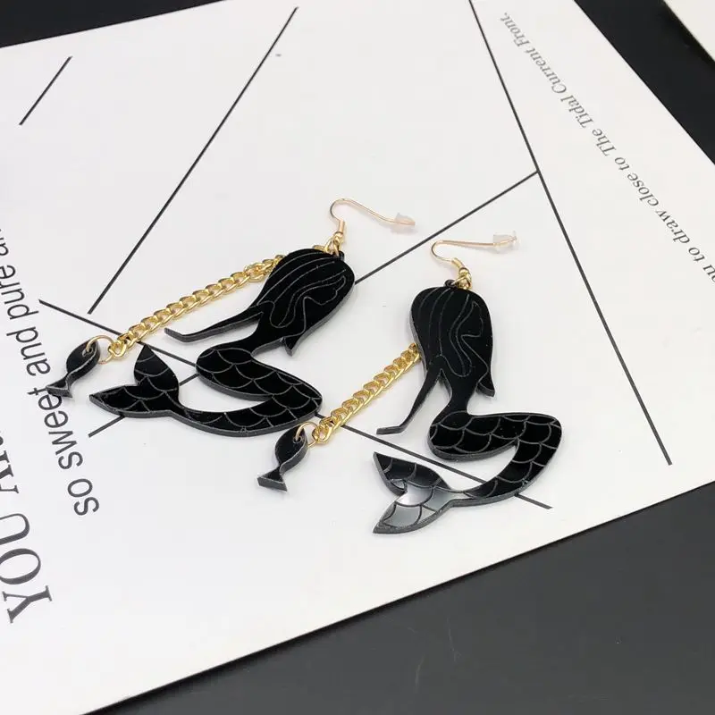 Женские акриловые серьги-подвески с кисточками и металлической цепочкой три