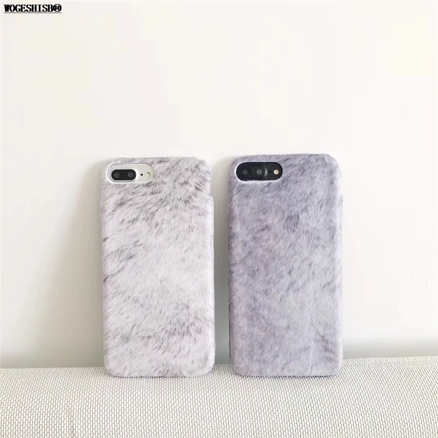 Искусственный Мех животных чехол для iPhone 7 кошка жираф кролик Банни Кони плюшевая повязка для волос Силиконовый ТПУ чехол для iPhone 6 6S 7 8 Plus