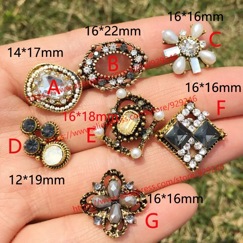 2 шт./лот аппликация со стразами в ретро стиле античная Золотая овальная