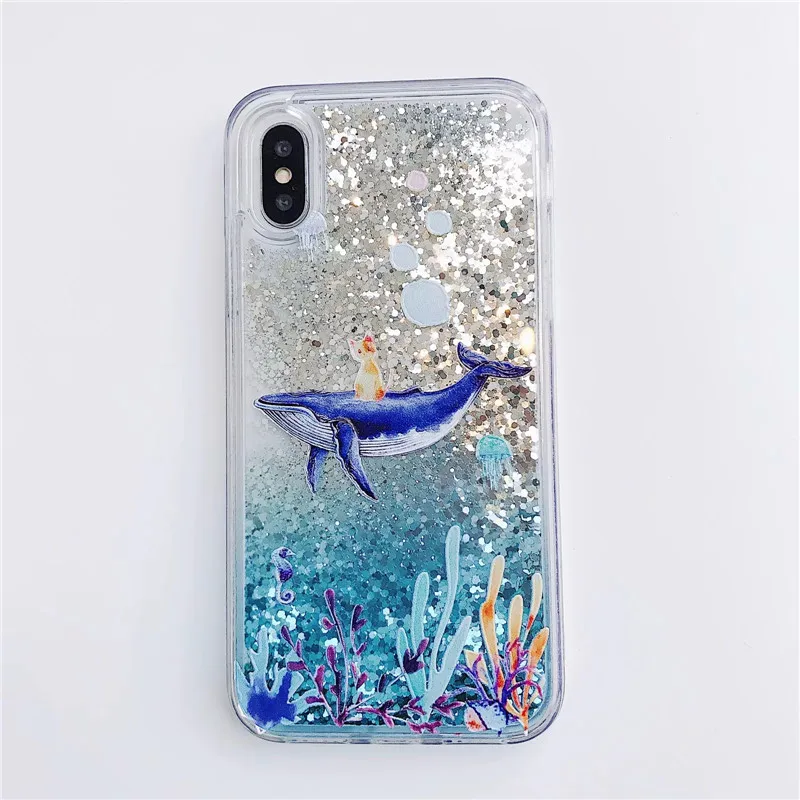 Ocean Sea Dolphin динамический жидкий зыбучий песок чехол для телефона Huawei P Smart Y9 Y7 Prime 2018