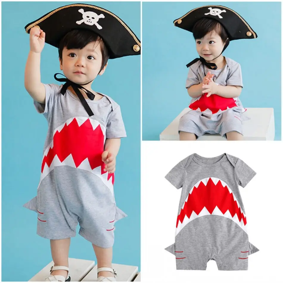 Комбинезоны для маленьких мальчиков с рисунком Кита акулы летние комбинезоны