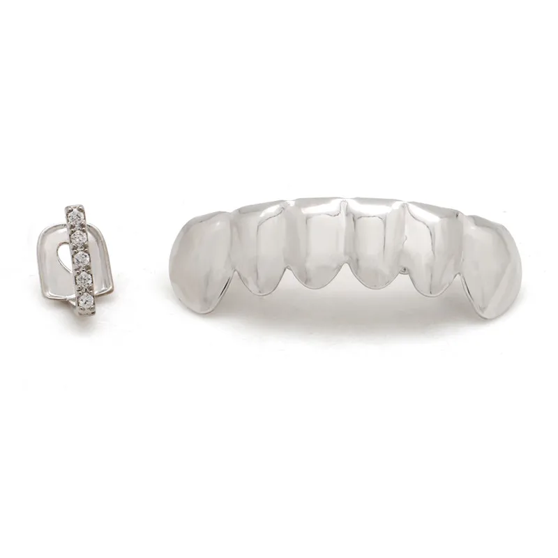 LuReen 2 шт. золотые зубы Grillz Iced Out один грили стоматологические Cospaly зубы колпачки зуб клип рот рэппер ювелирные изделия Вечерние - Окраска металла: silver