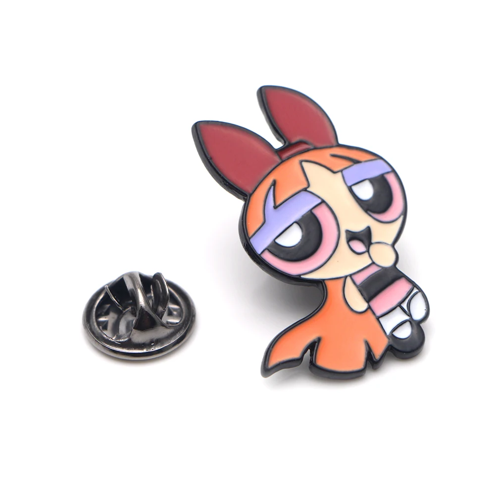 P2449 Dongmanli мультфильм милый Powerpuff девушки металлические эмалевые, на воротник булавка нагрудные значки ювелирные изделия брошь дети подарки аксессуары