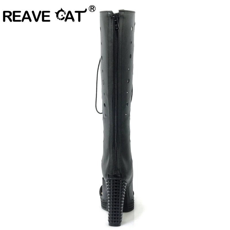 Женские ботинки на платформе REAVE CAT летние гладиаторы высоком устойчивом каблуке