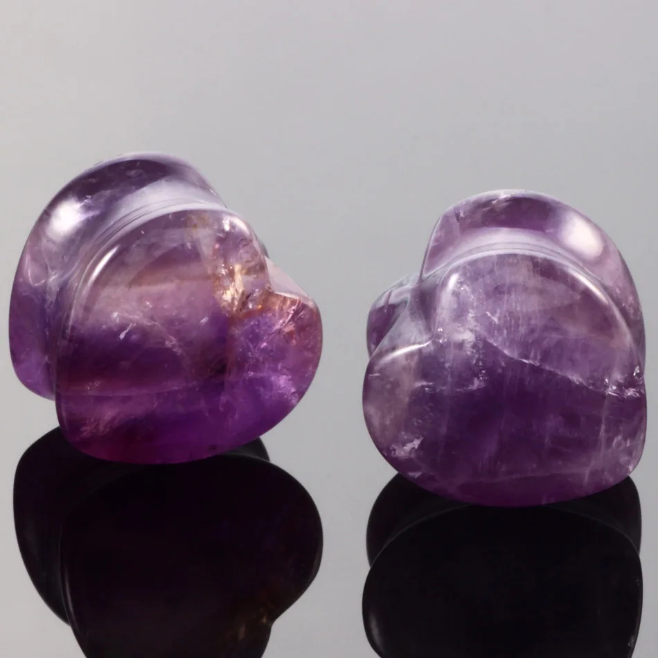 Purple 2 шт каменные беруши туннель сердце трагус пирсинг расширители двойной вспышки Камень уха Guage пирсинг Orelha хряща ювелирные изделия для тела - Окраска металла: Purple