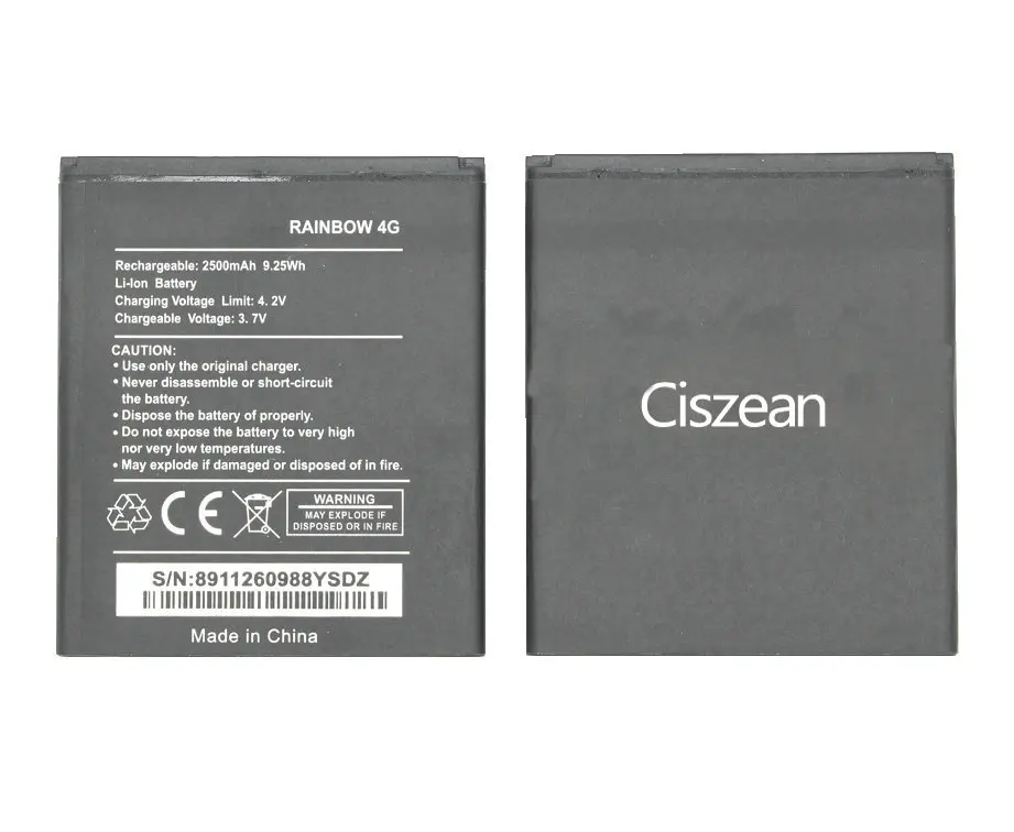 Ciszean 10x Новый 3 7 V 2500mAh запасная батарея Rainbow4g для Wiko RAINBOW 4G Batterie Bateria батареи