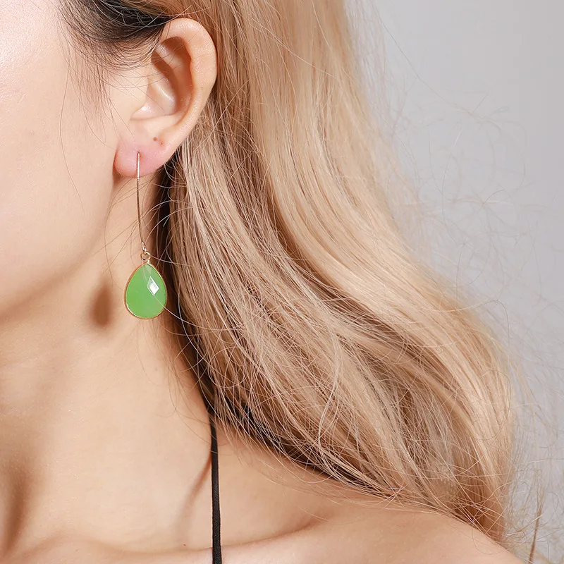 MOONROCY Rose Gold Color Crystal Opal Earrings Drop Cute Women's Long Pink Blue Green Jewelry Gift Wholesale Dropshipping | Украшения и