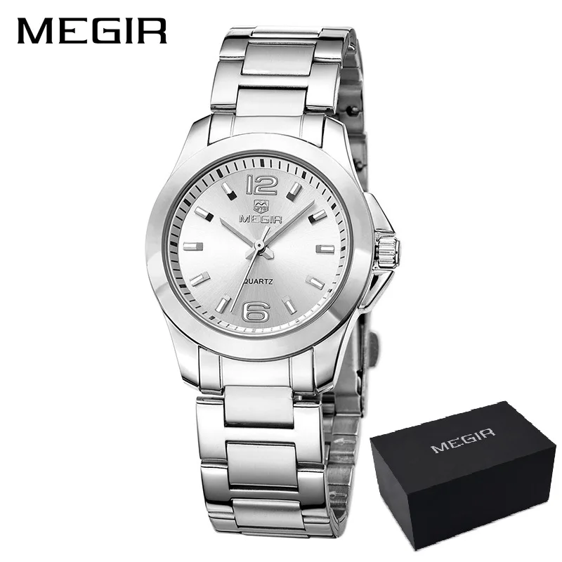 small- SILVER PLUS MEGIR, женские часы, Роскошные, под платье, наручные часы, Relogio Feminino, часы для женщин, Montre Femme, кварцевые женские часы для влюбленных - Цвет: small- SILVER PLUS