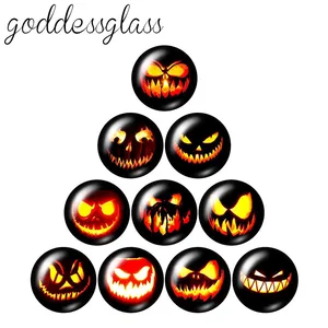 Счастливый Хэллоуин Тыква призраки 10 шт. Смешанные 12 мм18 мм20 мм25 мм кабошоны круглые фото стекло кабошон демо с плоской задней частью, украшения своими руками