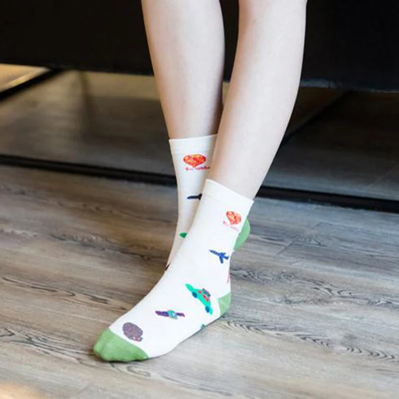 [Cospacool] Новые женские носки без пятки с рисунком машины/любви на осень/зиму теплые