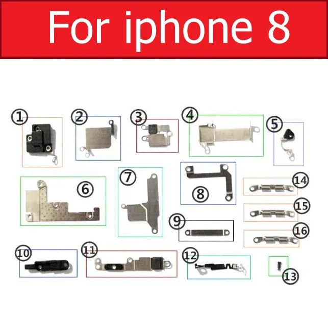 For iphone 8 Розничная, внутренние маленькие металлические железные детали для iPhone 4, 4S, 5, 5c, 5S, 6, 6 S, 7, 8 Plus, X, маленький держатель, кронштейн, защитная пластина, набор деталей - Цвет: For iphone 8