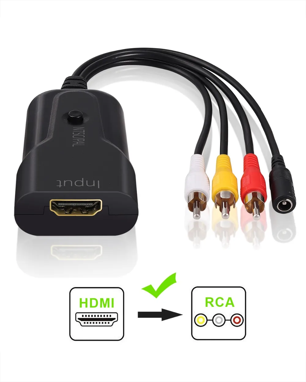 ESYNiC HDMI в AV CVBS RCA конвертер адаптер HDMI в RCA конвертер с USB кабелем 1080p Поддержка NTSC PAL для PS3 DVD VHSVCR DVD