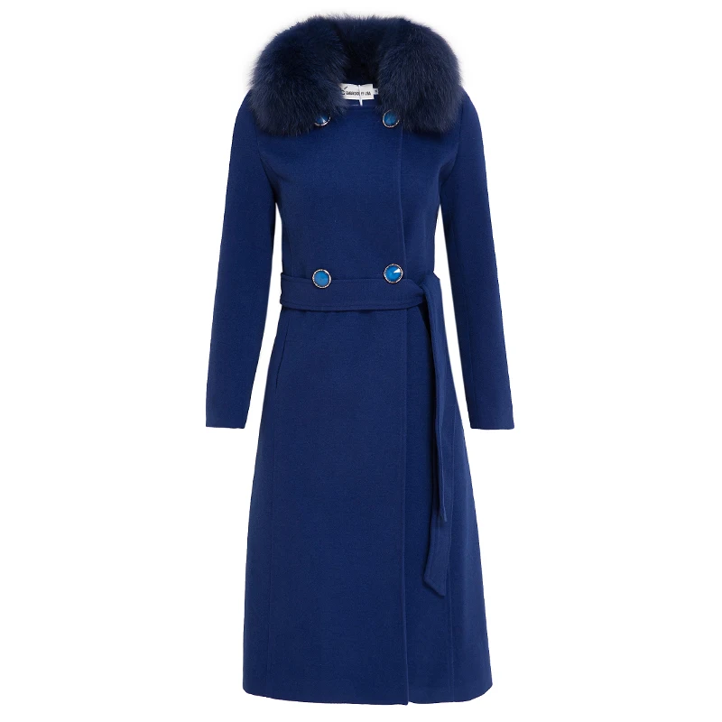 На осень зиму Длинные шерстяное пальто высокого качества Повседневная нагрудные