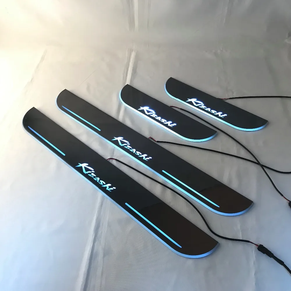 RQXR led движущиеся двери потертости для Suzuki Kizashi динамический порог пластина плоская подкладка наложения потока/фиксированный свет, 4 шт