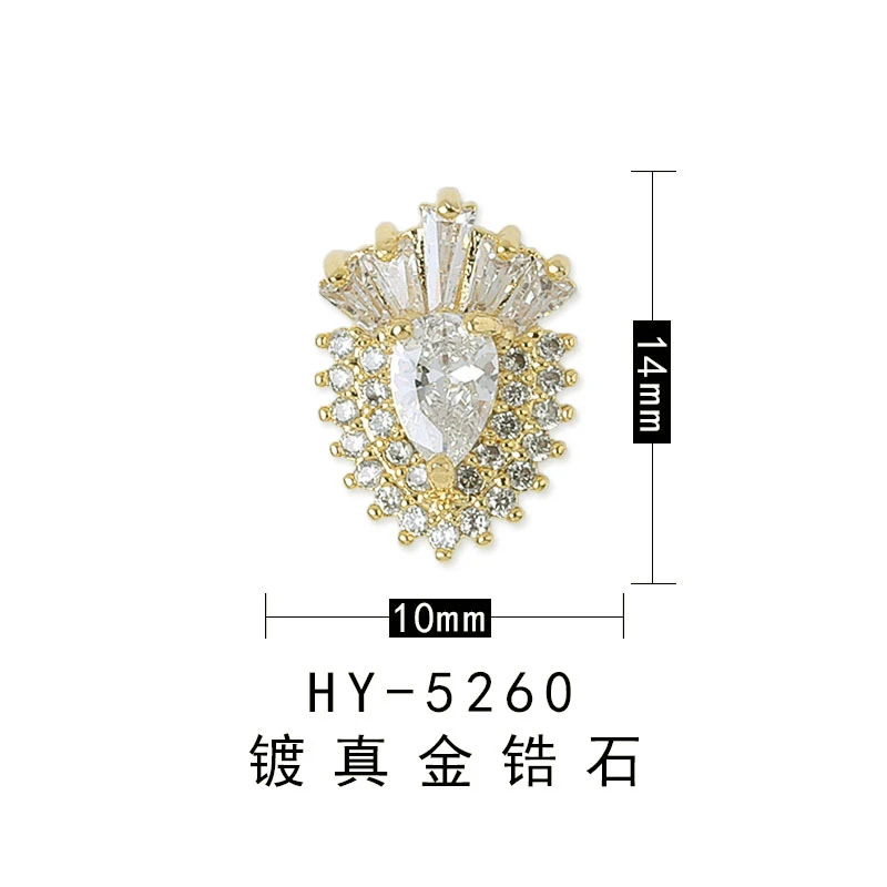 HY5260 5 шт./лот 3D Звезда/сердце любовь драгоценный камень кулон сплав Циркон дизайн ногтей аксессуары микро роскошный кристалл металлические украшения ногтей - Цвет: HY5260