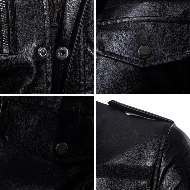 Мужская Осенняя мотоциклетная кожаная куртка Модный Новый мужская из