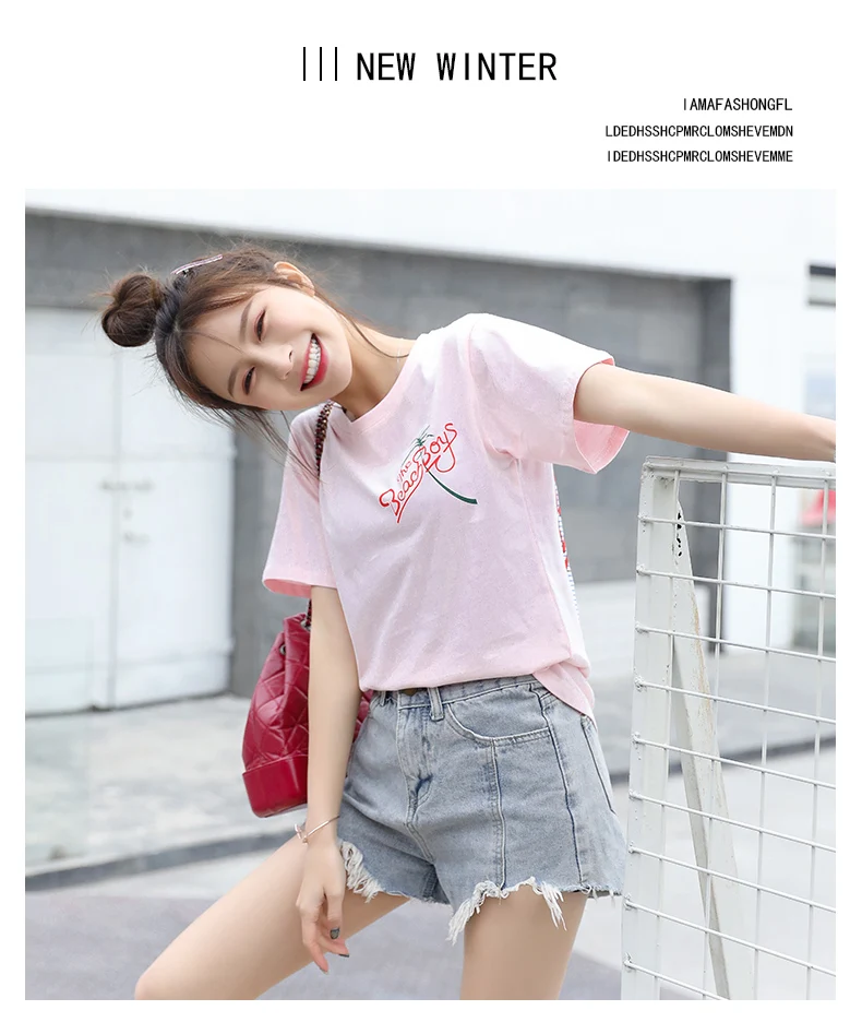 2019 Summer Women Casual Loose T-shirt O-Neck Short-sleeved Printed Letter Top Plus Size S-XL W803 | Женская одежда