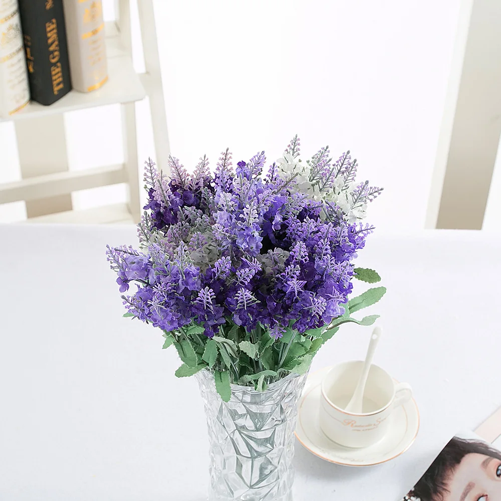 

10Pcs/Lot Artificial Flower European Style Lavender Flowers Home Decoration High Quality Simulation Wedding Bouquet New Flower
