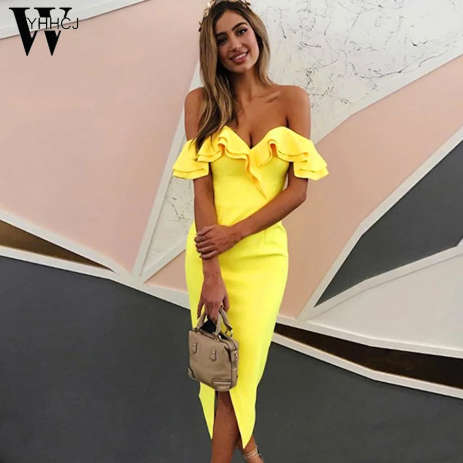 WYHHCJ 2018 Новое Бандажное платье вечернее в стиле знаменитостей Vestidos сексуальное