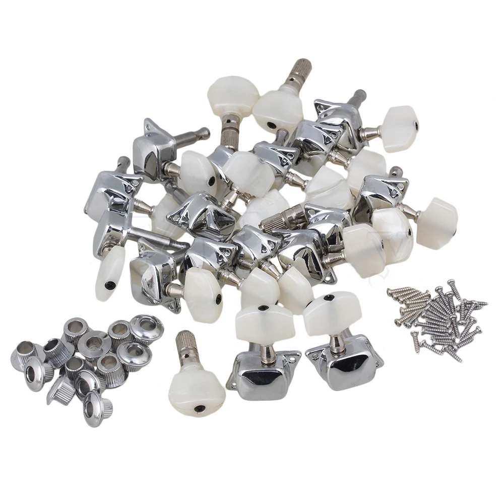 

Yibuy 25 x Semiclosed Banjo Machine Head Tuning Pegs with Bushing Chrome