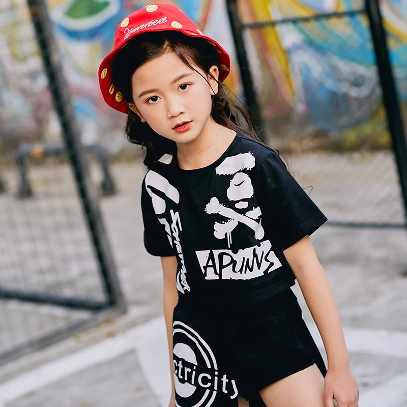 Летняя одежда для девочек комплект из 2 предметов белый черный хлопковый