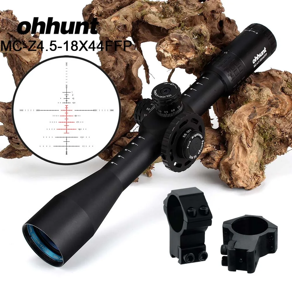 Охотничий ohhunt MC-Z 4,5-18X44 FFP первый фокальный оптический прицел боковой Parallax Z1000 стекло гравированное сетка замок Сброс прицел - Цвет: with Dovetail Rings