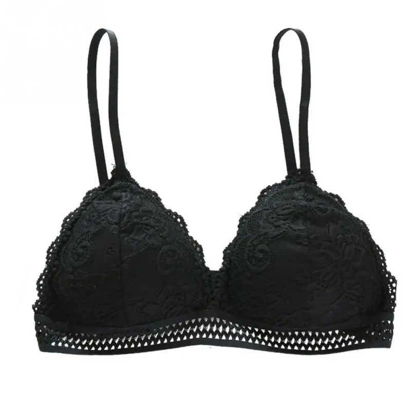 solid French Style Bralette Seamless Deep V Lace Girl Women Bra Wireless Thin Underwear Sexy Lingerie Soft Bras For Women