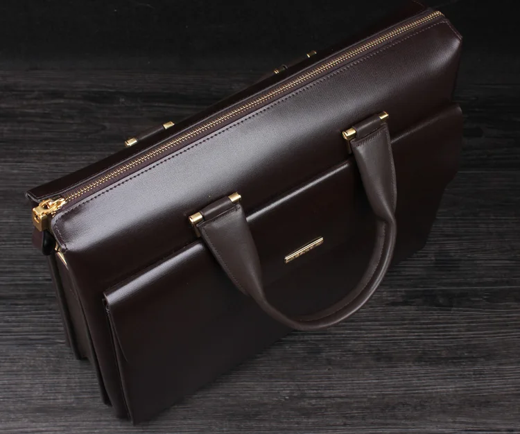 YINTE Business Men's Briefcase Leather 14 inch Laptop Bag High Quality Messenger Large Capacity Men's Totes Portfolio T8182-3