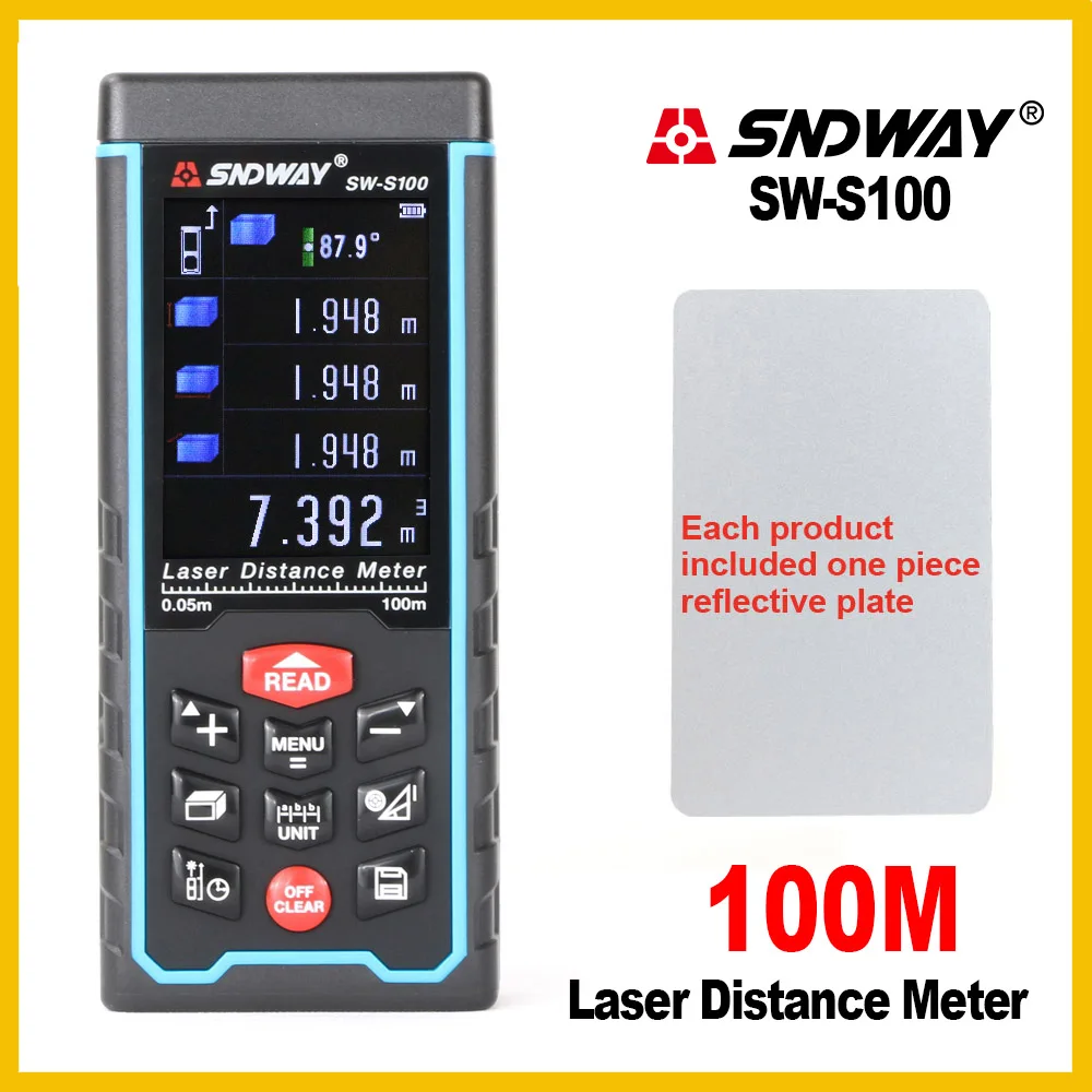 SW-S100 Sndway USB подзарядка портативный цветной экран цифровой лазерный дальномер SW-S50/70/100 - Цвет: SW-S100