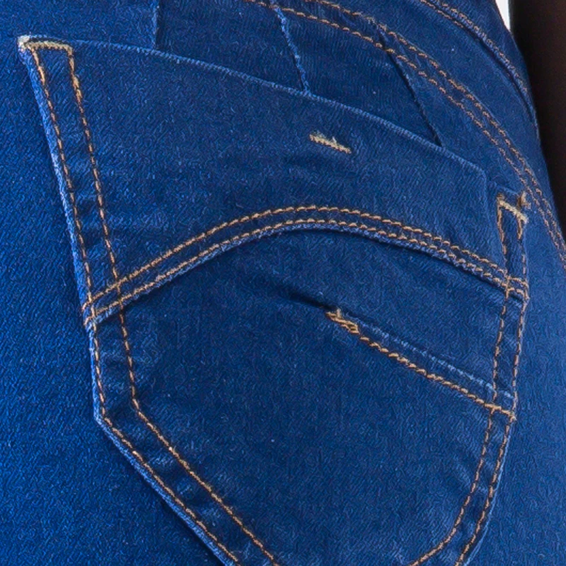 Autumn femme slim straight high waist cotton stretch plus size ladies blue skinny jeans |