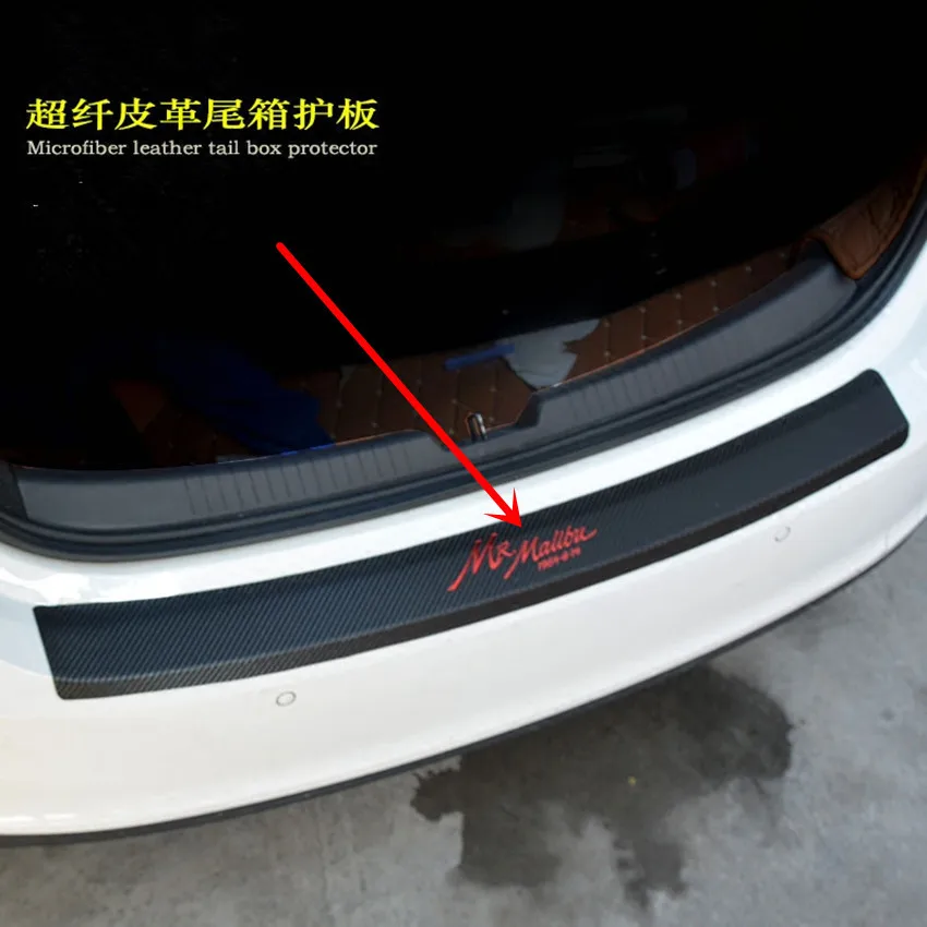 

1pc car sticker carbon fiber grain PU leather trunk door sill decorative cover for 2012 2013 2014 2015 Chevy Chevrolet Malibu
