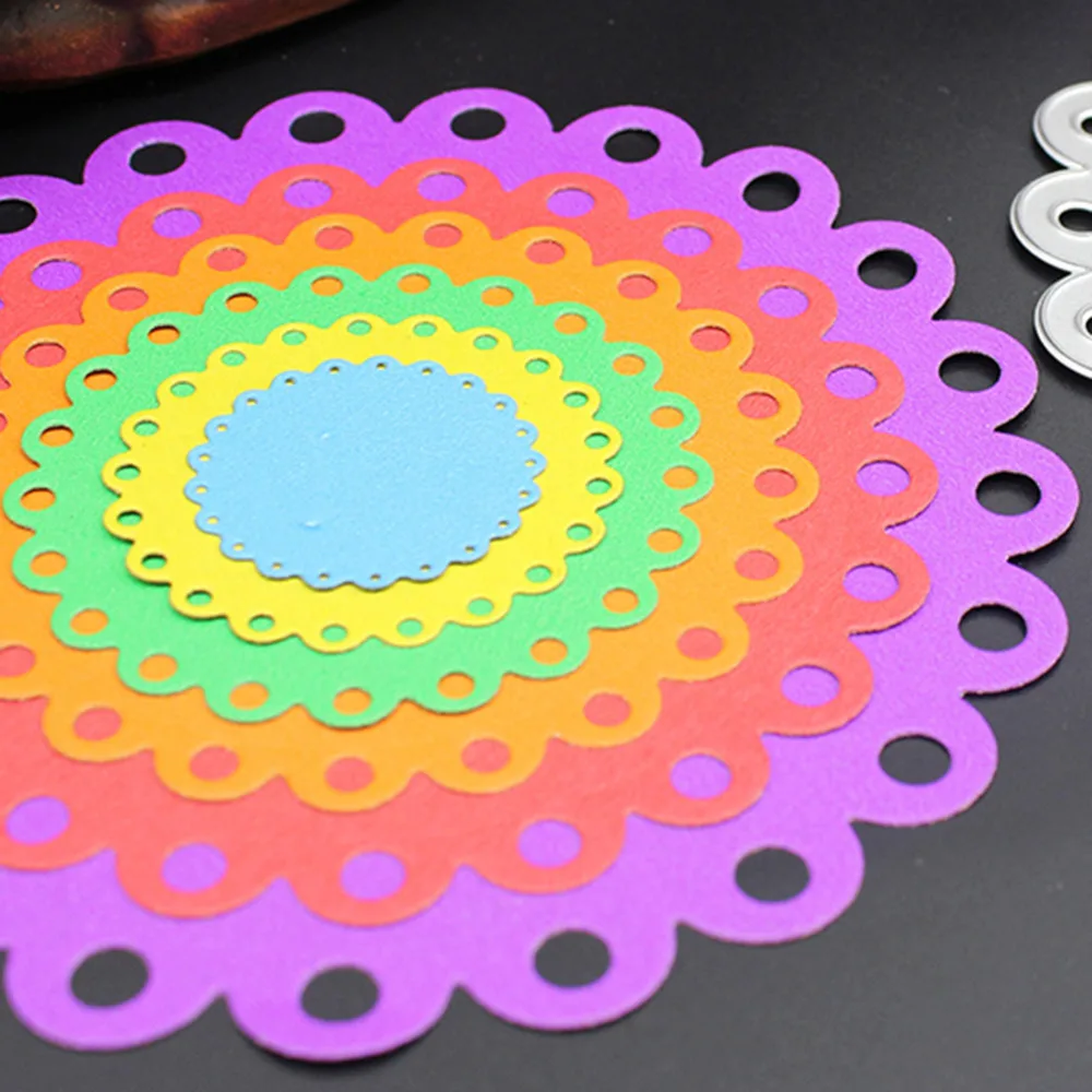 Новинка 6 шт./компл. круглый полый кружевной узор с краями трафарет для резки